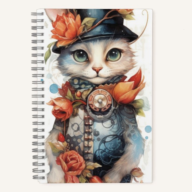 Steampunk Kitten Cat Notebook (Front)
