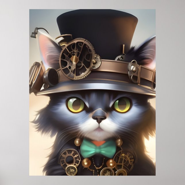 Steampunk Kitten Poster (Front)