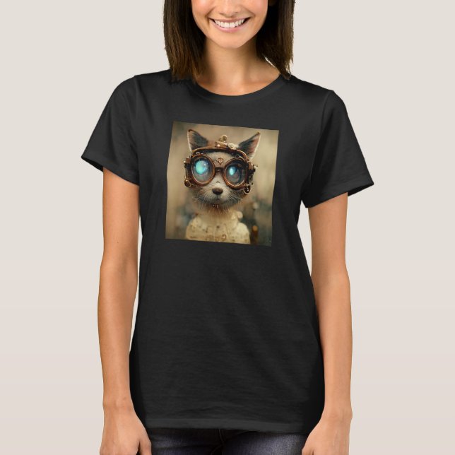 Steampunk Kitty Cat Engineer T-Shirt (Front)