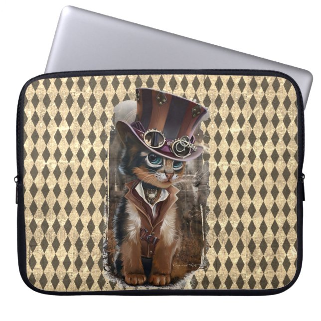 Steampunk Kitty Laptop Sleeve (Front)