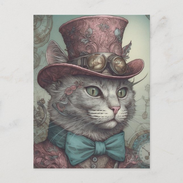 Steampunk Kitty Postcard (Front)