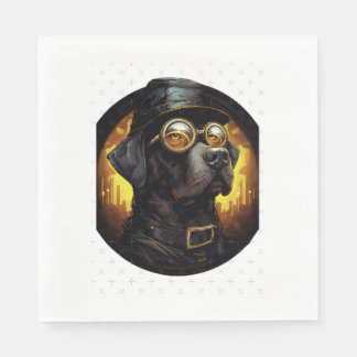 Steampunk Labrador Dog in Cartoon Aviator Style Es Napkin
