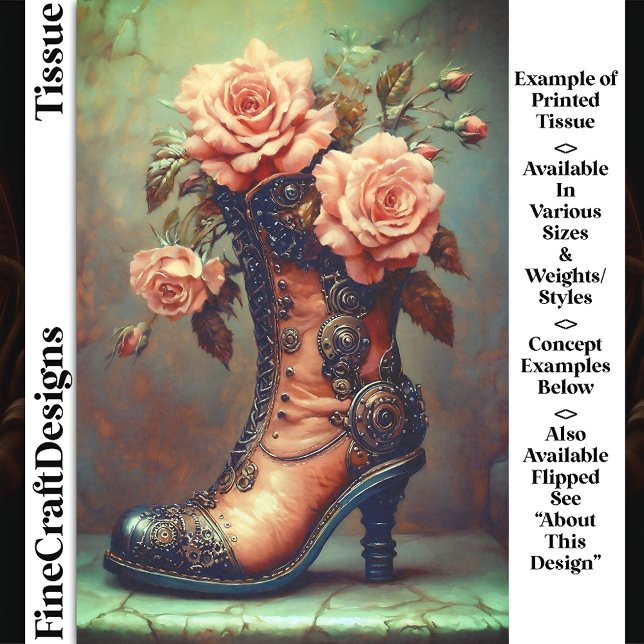 Steampunk Ladies Boot & Pink Roses DF8LF Decoupage Tissue Paper (Creator Uploaded)