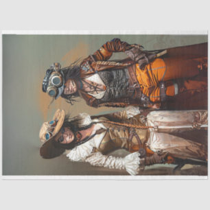 Steampunk Ladies Duo Gears and Grooves Decoupage  Tissue Paper