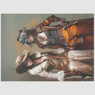 Steampunk Ladies Duo Gears and Grooves Decoupage  Tissue Paper