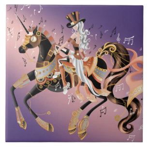 Steampunk Lady and Mechanical Horse Tile