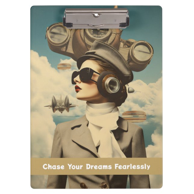 Steampunk Lady Chase Your Dreams Fearlessly Clipboard (Front)