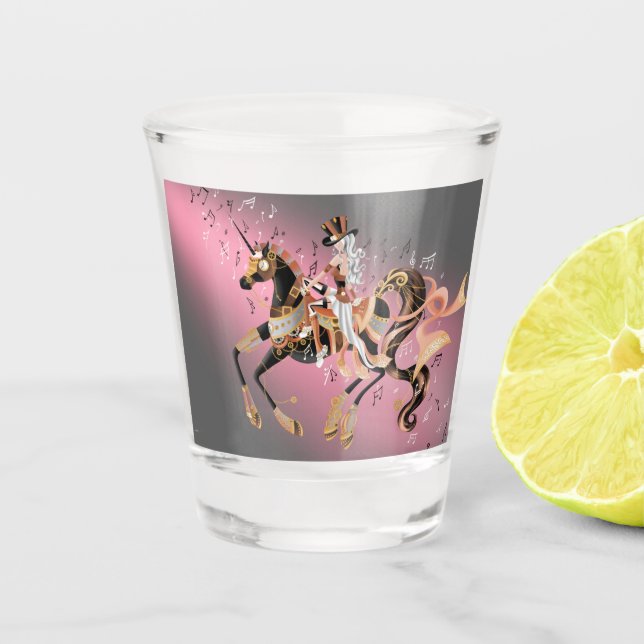 Steampunk Lady & Horse Clear Shot glass (Front)
