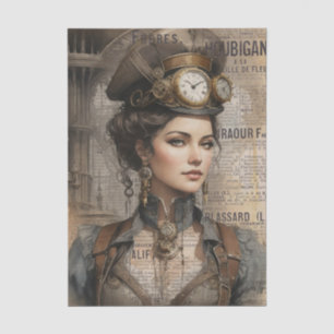 Steampunk Lady, Victorian Ephemera, Vintage Woman, Tissue Paper