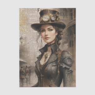 Steampunk Lady, Victorian Woman Ephemera  Tissue Paper
