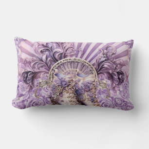 Steampunk Lilac Fan and Boots Cotton Pillow