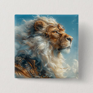 Steampunk Lion 15 Cm Square Badge