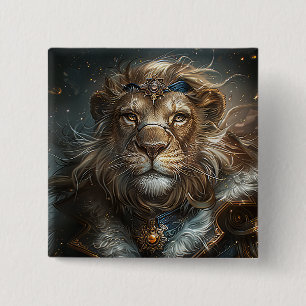 Steampunk Lion 15 Cm Square Badge