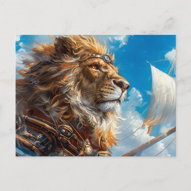 Steampunk Lion Postcard (Front)