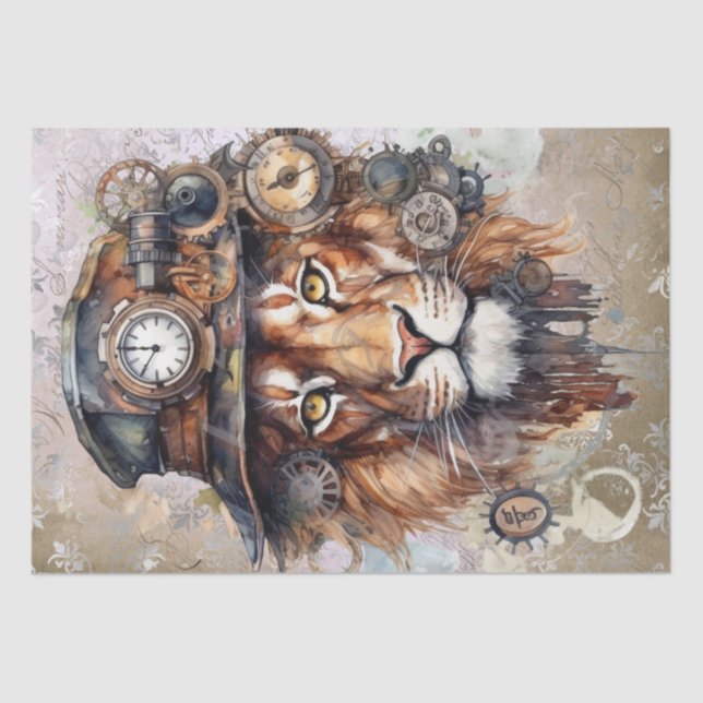 Steampunk Lion Tissue Paper (Front)
