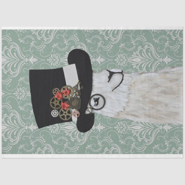 Steampunk Llama Decoupage Paper (Front)