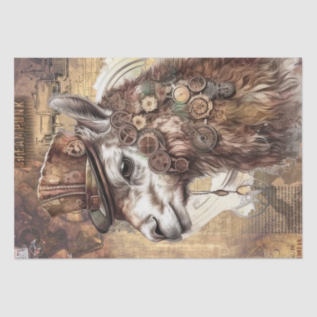 Steampunk Llama Tissue Paper (Front)