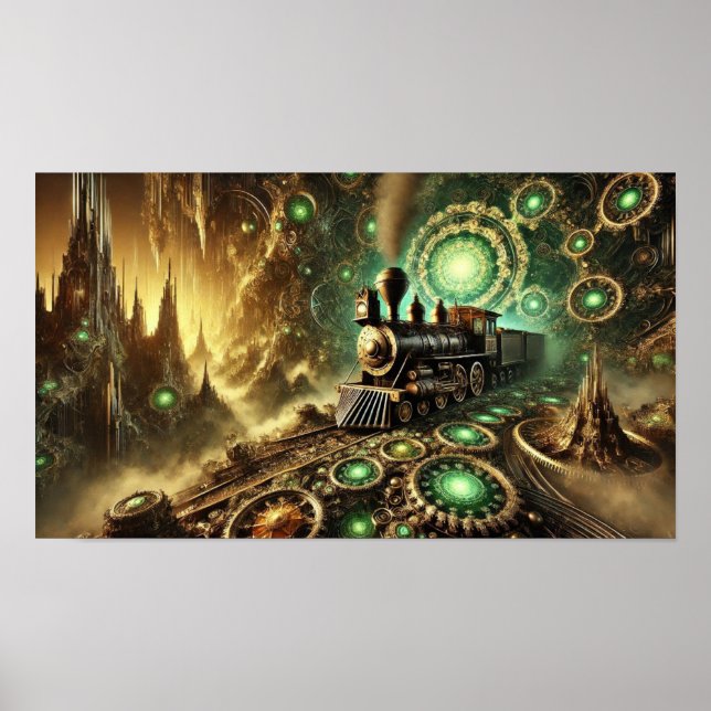 Steampunk Locomotive Steam Engine  Poster (Front)