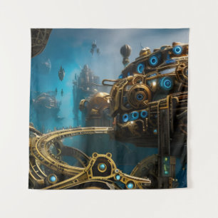 Steampunk Lost City of Atlantis Tapestry