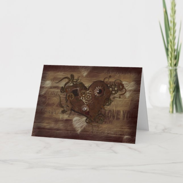 Steampunk Love Holiday Card (Front)