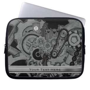 Steampunk Machinery (Monochrome) Laptop Sleeve