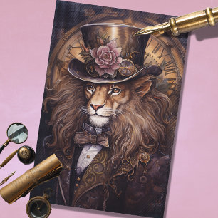 Steampunk Male Lion Vintage Brown Decoupage Paper