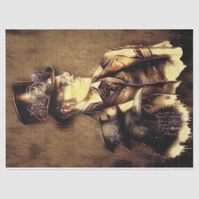 Steampunk Man with Raven Decoupage Paper (Front)