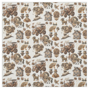 Steampunk man woman animals machines art fabric