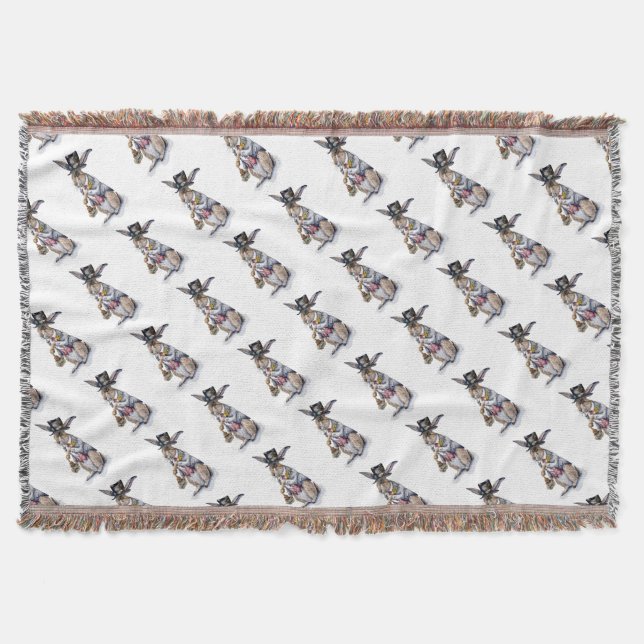 Steampunk March Hare Throw Blanket (Front)