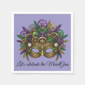 Steampunk Mardi Gras Mask Purple Lavender Napkin