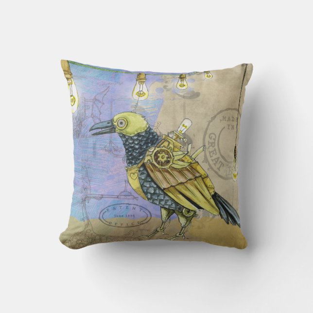 Steampunk Mechanical Bird Engineering Father's Day Cushion (Front)
