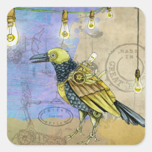 Steampunk Mechanical Bird Engineering Father's Day Square Sticker