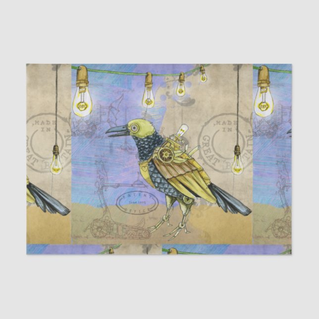 Steampunk Mechanical Bird Engineering Father's Day Tissue Paper (Front)