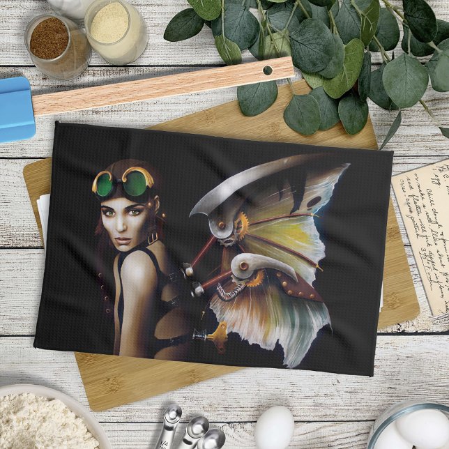 Steampunk Mechanical Fairy Wings Goggles  Tea Towel (Creator Uploaded)