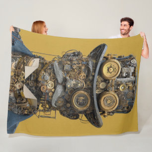 Steampunk Mechanical Gentleman Fleece Blanket