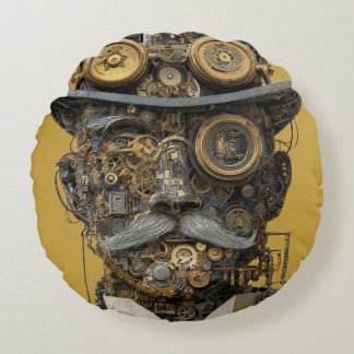 Steampunk Mechanical Gentleman Round Cushion