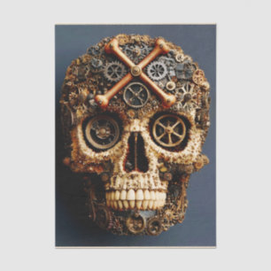 Steampunk Mechanical Gothic Skull FF8L Decoupage Tissue Paper