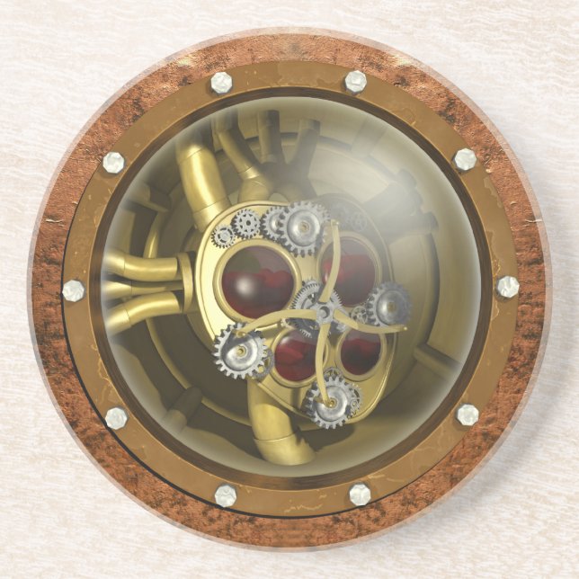 Steampunk Mechanical Heart Coaster (Front)