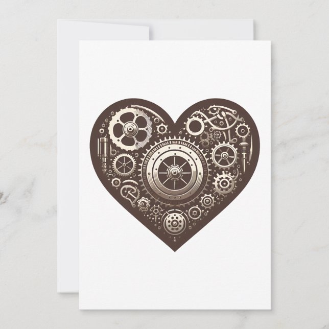 Steampunk Mechanical Heart Invitation (Front)