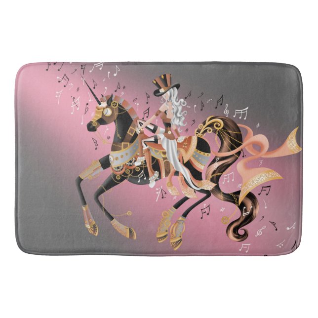 Steampunk Mechanical Horse & Lady  Bath Mat (Front)