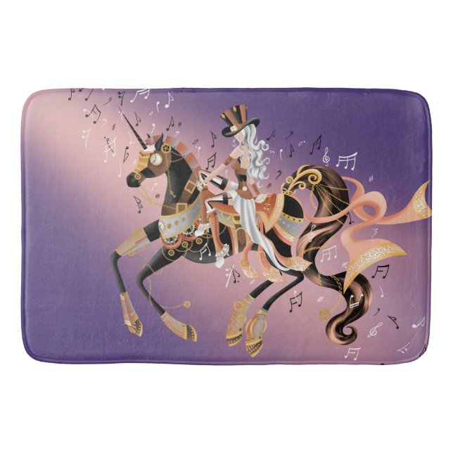 Steampunk Mechanical Horse & Lady Bath Mat (Front)
