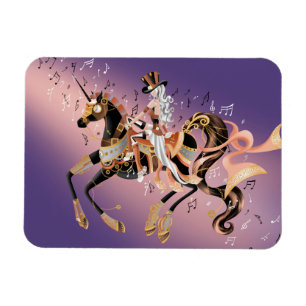Steampunk Mechanical Horse & Lady Flexible Magnet