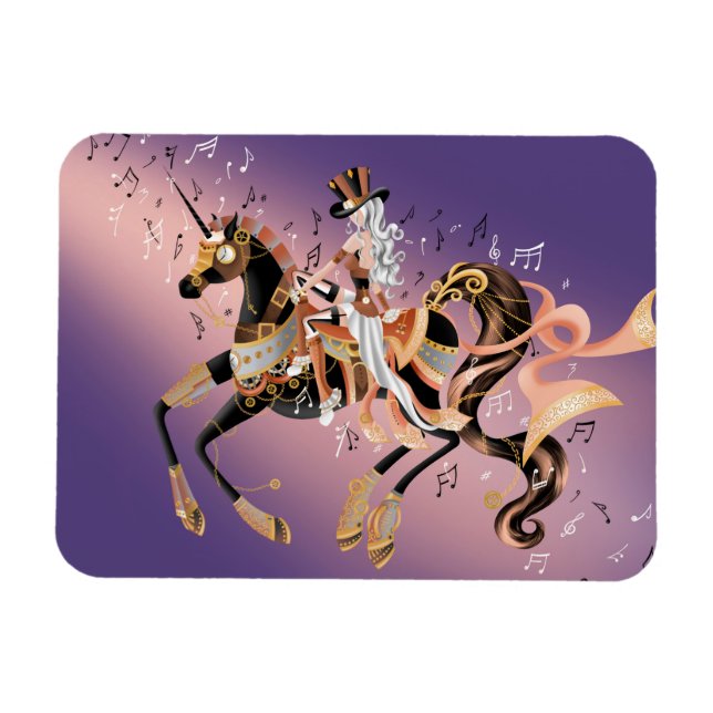 Steampunk Mechanical Horse & Lady Flexible  Magnet (Horizontal)