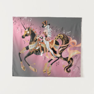 Steampunk Mechanical Horse & Lady Tapestry