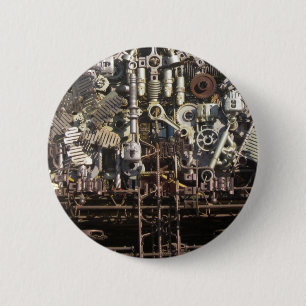 Steampunk mechanical machinery machines 6 cm round badge