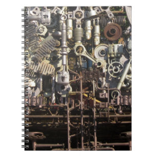 Steampunk mechanical machinery machines spiral notebook