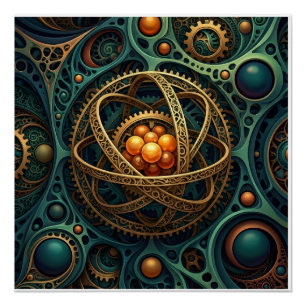 Steampunk Mechanical Orb Complex Gear Vortex Fleec Poster