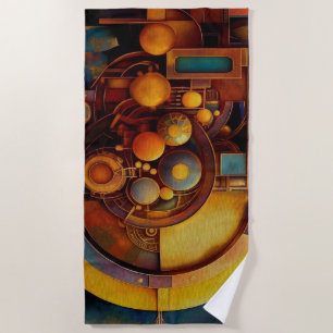 Steampunk Mechanical Orb Composition Beach Towel