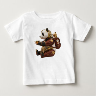 Steampunk Mechanical Panda Brass Clockwork Figurin Baby T-Shirt