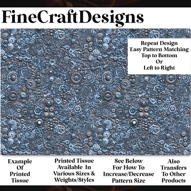Steampunk Mechanical Pattern Blue BN2 Decoupage   Tissue Paper (Creator Uploaded)